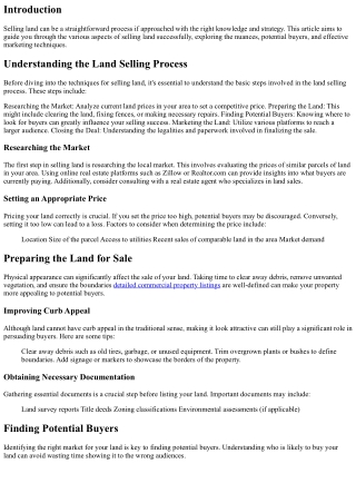 The Ins and Outs of Selling Land Successfully