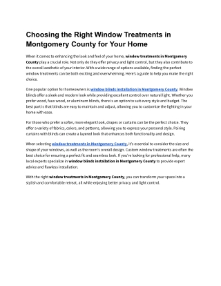 Choosing the Right Window Treatments in Montgomery County for Your Home