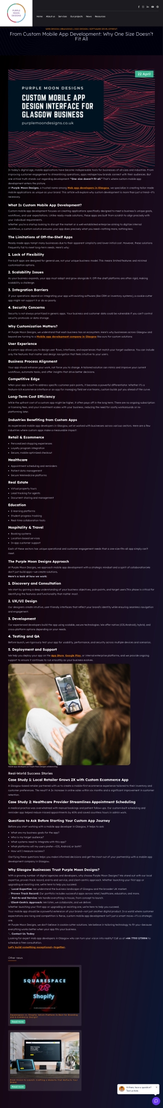 Custom Mobile App Development in Glasgow  Purple Moon