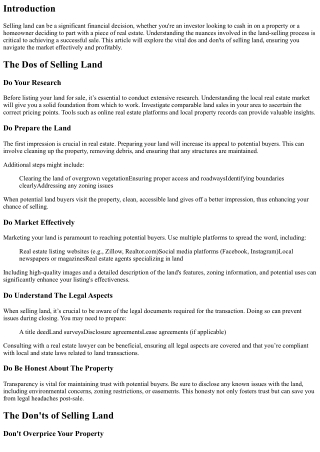 The Dos and Don'ts of Selling Land