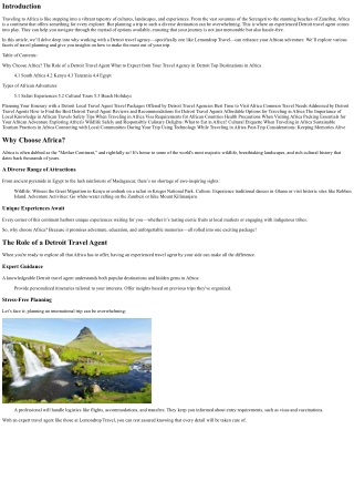 Explore Africa's Wonders with an Experienced Detroit Travel Agent