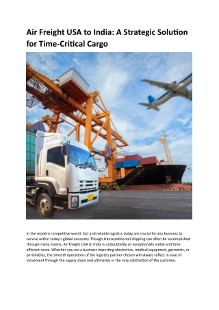 Air Freight USA to India