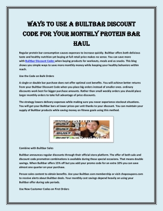 ways to use a builtbar discount ways