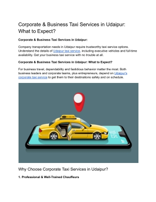 Corporate & Business Taxi Services in Udaipur: What to Expect?