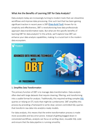 what are the benefits of learning dbt for data
