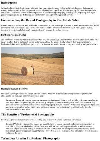 Selling Land: The Importance of Professional Photography