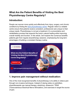 What Are the Patient Benefits of Visiting the Best Physiotherapy Centre Regularly_