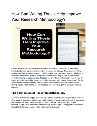 How Can Writing Thesis Help Improve Your Research Methodology