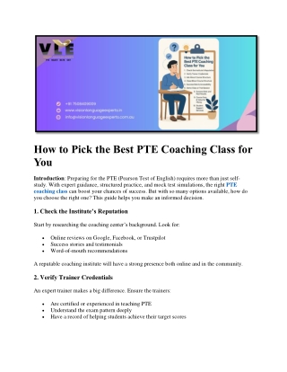 How to Pick the Best PTE Coaching Class for You