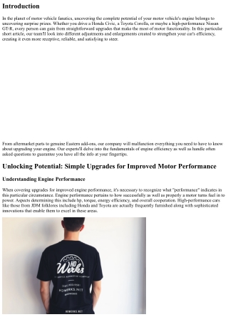 Opening Potential: Simple Upgrades for Improved Motor Functionality