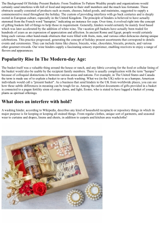 The History Of Vacation Present Baskets: From Custom To Trend