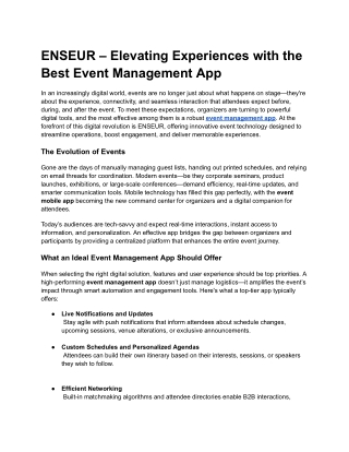 ENSEUR – Elevating Experiences with the Best Event Management App