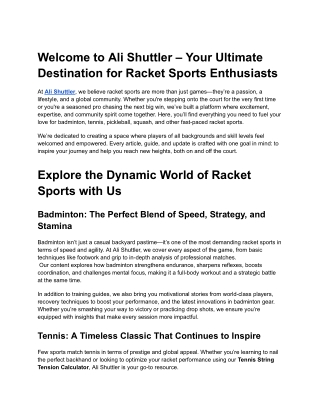 welcome to ali shuttler your ultimate destination