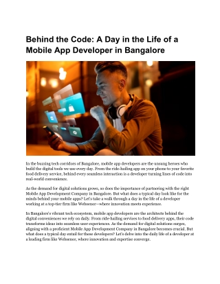 Behind the Code_ A Day in the Life of a Mobile App Developer in Bangalore