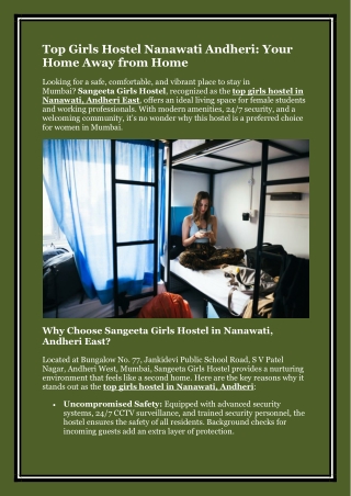 Top Girls Hostel Nanawati Andheri