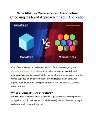 monolithic vs microservices architecture choosing