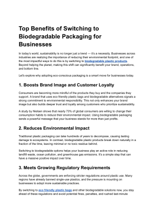 Top Benefits of Switching to Biodegradable Packaging for Businesses