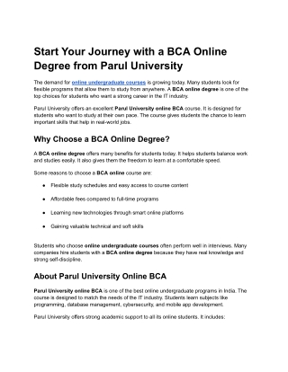 SEO Article 12 - Start Your Journey with a BCA Online Degree from Parul University