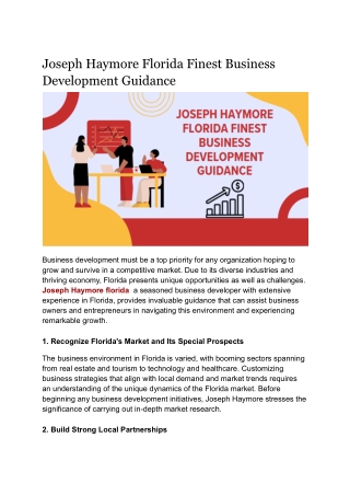 Joseph Haymore Florida Biz Growth Expert