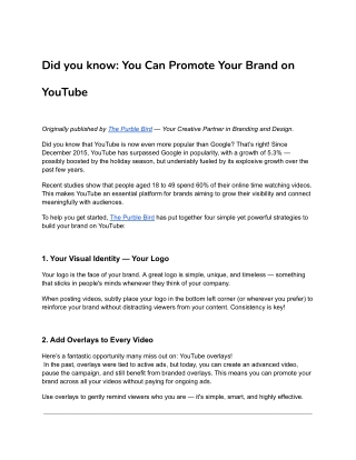 Did you know_ You Can Promote Your Brand on YouTube