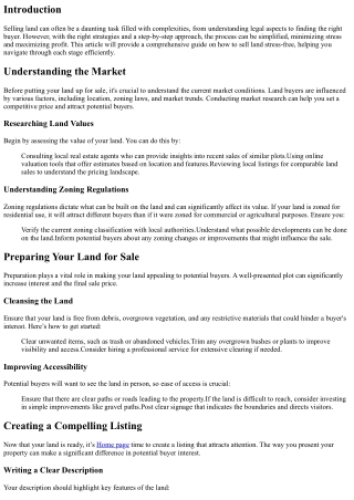 Selling Land Stress-Free: How to Simplify the Selling Process