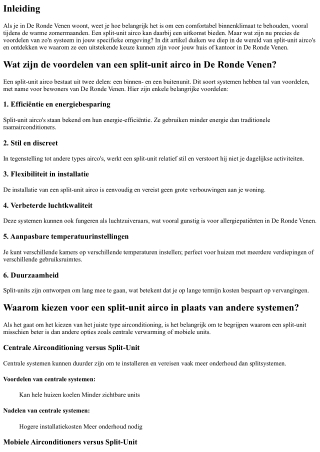 Wat zijn de voordelen van een split-unit airco in De Ronde Venen?