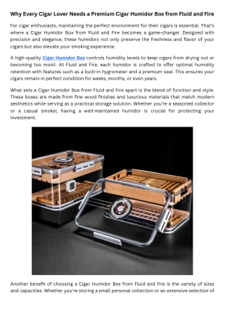 Why Every Cigar Lover Needs a Premium Cigar Humidor Box from Fluid and Fire