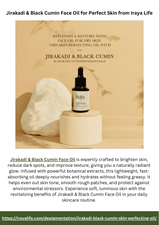 Jirakadi & Black Cumin Face Oil for Perfect Skin from Iraya Life