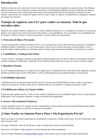 Ventajas de registrar una LLC para vender en Amazon: Todo lo que necesitas saber
