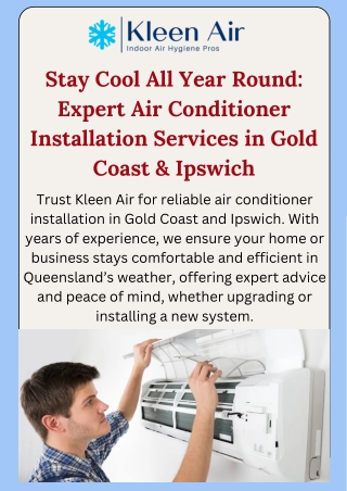 Professional Air Conditioner Installation in Gold Coast & Ipswich | Kleen Air