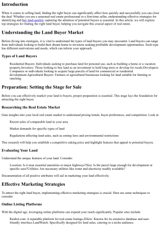Top Strategies for Finding the Right Land Buyer