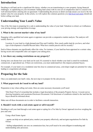 Common Questions to Ask Before Selling Your Land