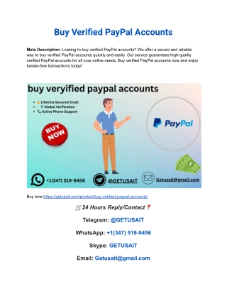 Buy ,Verified, PayPal, Accounts, in 2025