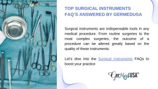 Top Surgical Instruments FAQ's Answered by GerMedUSA
