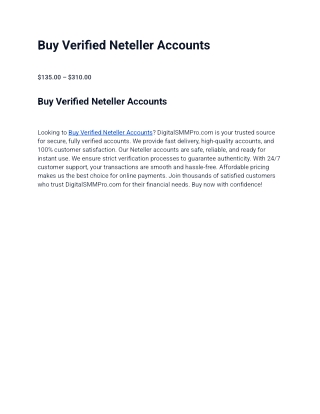 Buy Verified Neteller Accounts – Verified & Neteller Profiles for Sale