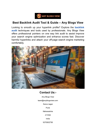 Best Backlink Audit Tool & Guide – Any Blogs View