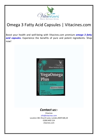 Omega 3 Fatty Acid Capsules | Vitacines.com