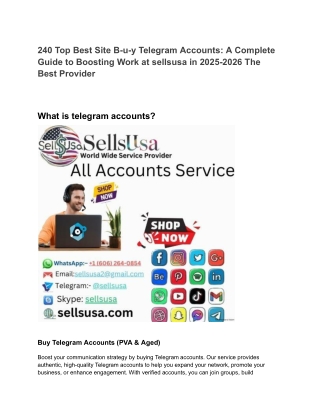 240 Top Best Site B-u-y Telegram Accounts_ A Complete Guide to Boosting Work at sellsusa in 2025-2026 The Best Provider