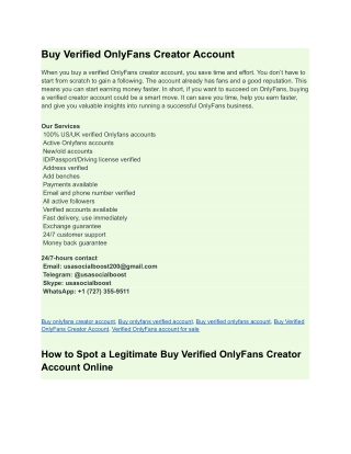 Buy Verified OnlyFans Creator Account