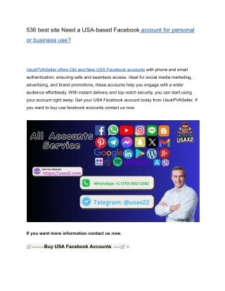 536 best site Need a USA-based Facebook account for personal or business use