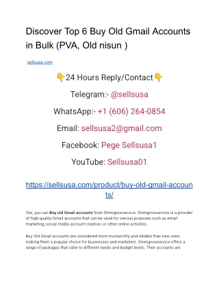 Top 6 Buy Old Gmail Accounts in Bulk (PVA, Old nisun )