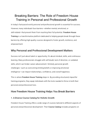 Breaking Barriers_ The Role of Freedom House Training in Personal and Professional Growth