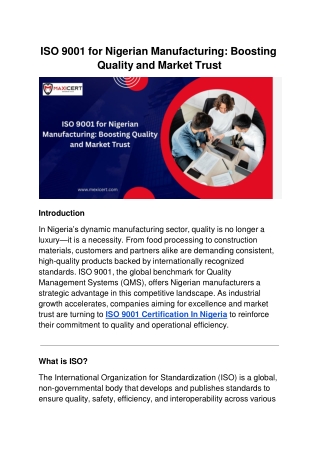 ISO 9001 for Nigerian Manufacturing_ Boosting Quality and Market Trust