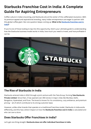 starbucks franchise cost in india a complete