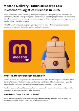 Meesho Delivery Franchise