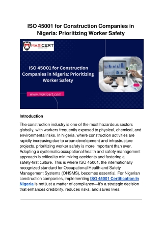 ISO 45001 for Construction Companies in Nigeria_ Prioritizing Worker Safety