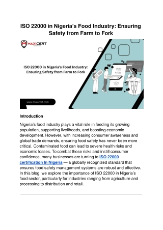 ISO 22000 in Nigeria’s Food Industry_ Ensuring Safety from Farm to Fork