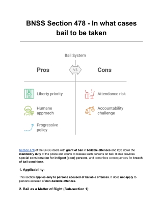 BNSS Section 478 - In what cases bail to be taken