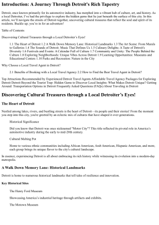 Discovering Cultural Treasures through a Local Detroiter’s Eyes!