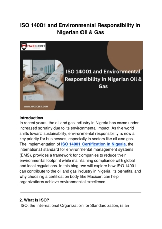ISO 14001 and Environmental Responsibility in Nigerian Oil & Gas